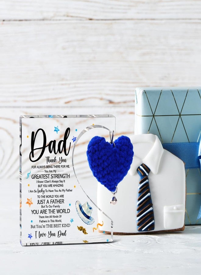 Littlefa Dad Birthday Gifts From Daughter in Law,Thank You Gifts for Dad Christmas Fathers Day,Blue Heart Acrylic Decorative Sign Plaque Keepsake - Image 4